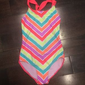 Girls One Piece Bathing Suit Worn Once Sz L 10-12